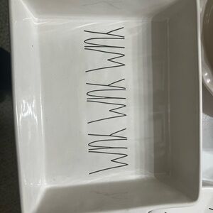 Rae Dunn White Baking Dish with Black Lettering